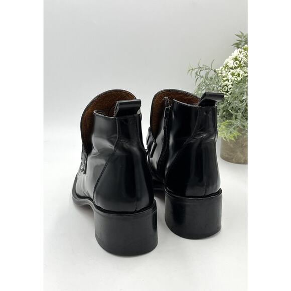 Rider Burns Vintage Black Patent Leather Stacked Heel Ankle Boots Sz 38.5/US 8 - Picture 4 of 16